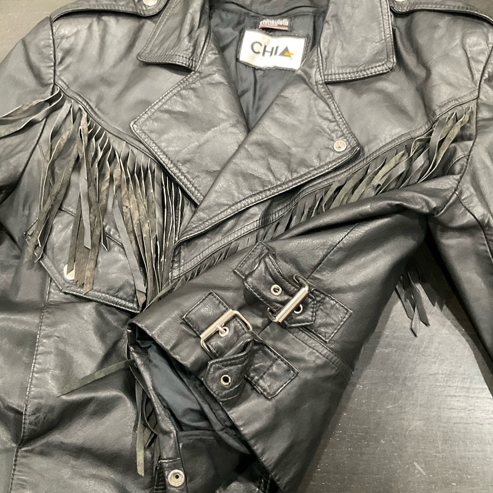 MENS VINTAGE CHIA FRINGE LEATHER JACKET - Picture 14 of 16
